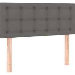 vidaXL Cabecero con LED cuero sintético 80x5x78/88 cm Gris Discount