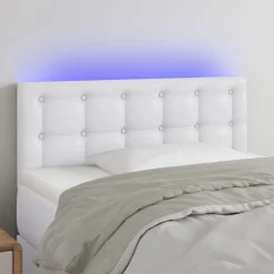 vidaXL Cabecero con LED cuero sintético 80x5x78/88 cm Blanco