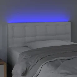 vidaXL Cabecero con LED cuero sintético 80x5x78/88 cm Blanco