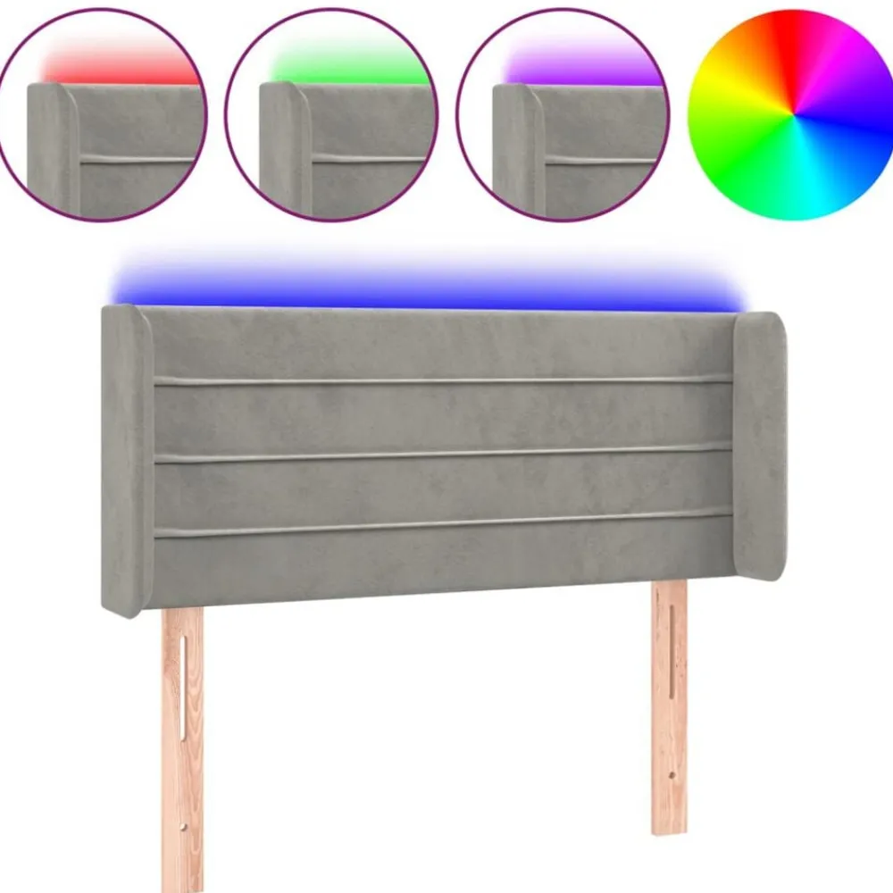 vidaXL Cabecero con LED de terciopelo 83x16x78/88 cm Gris claro Discount