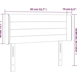 vidaXL Cabecero con LED de terciopelo 83x16x78/88 cm Gris claro Discount