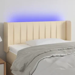 vidaXL Cabecero con LED de tela 83x16x78/88 cm Crema Discount