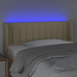 vidaXL Cabecero con LED de tela 83x16x78/88 cm Crema Discount