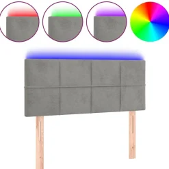 vidaXL Cabecero con LED de terciopelo 90x5x78/88 cm Gris claro Hot