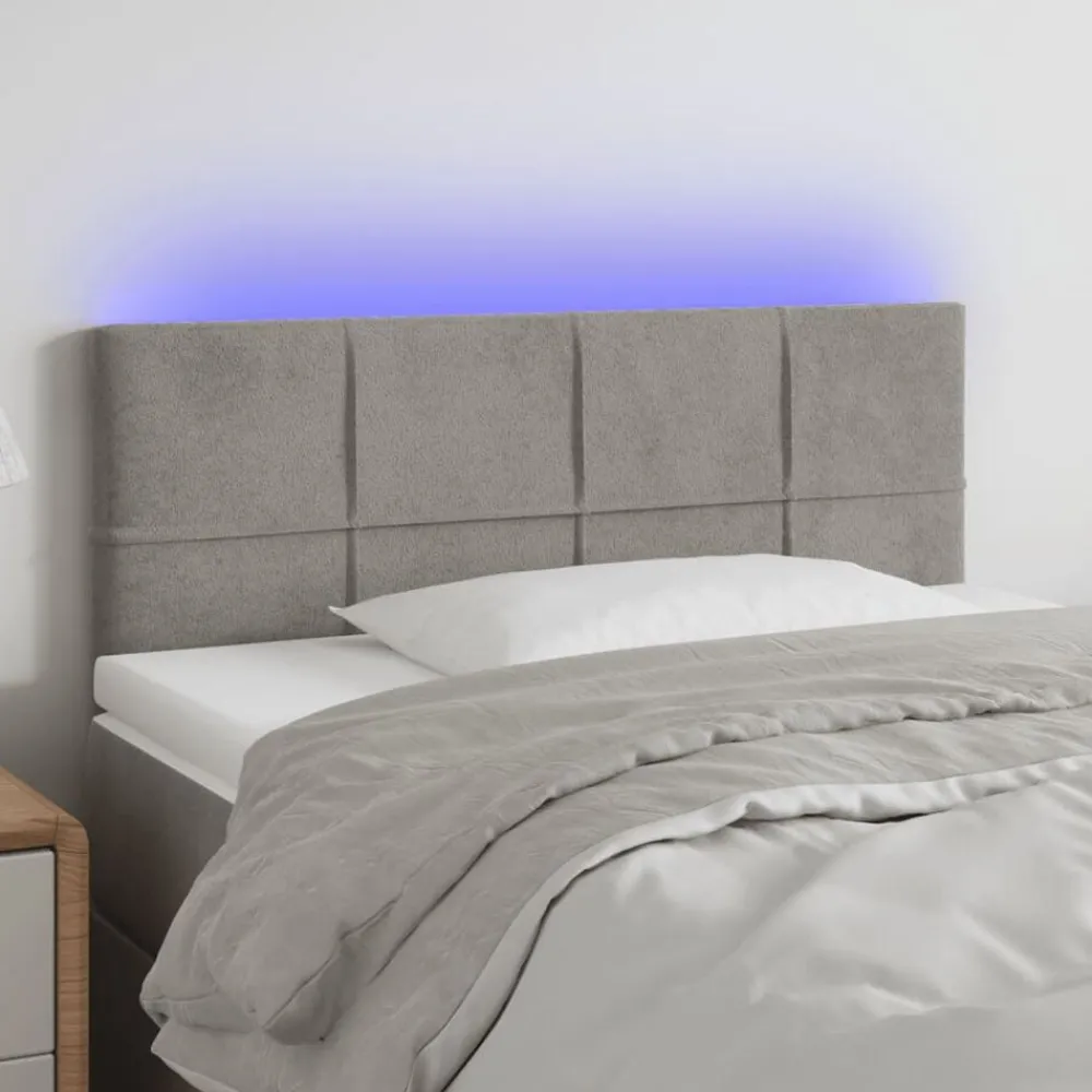 vidaXL Cabecero con LED de terciopelo 90x5x78/88 cm Gris claro Hot