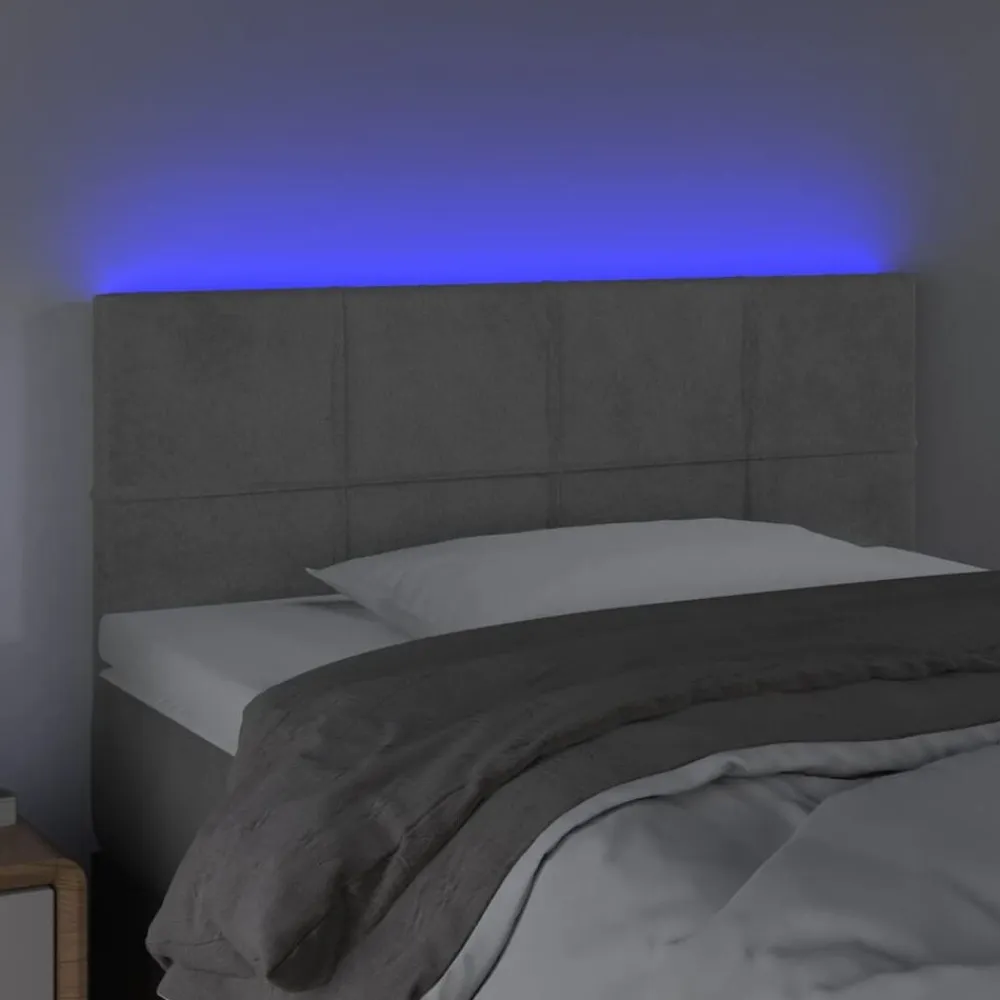 vidaXL Cabecero con LED de terciopelo 90x5x78/88 cm Gris claro Hot