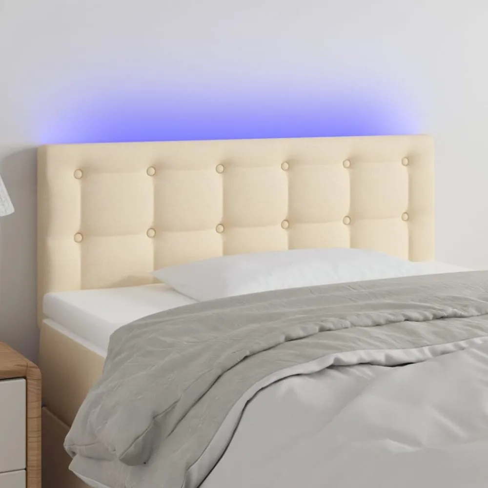 vidaXL Cabecero con LED de tela color 80x5x78/88 cm Crema Outlet