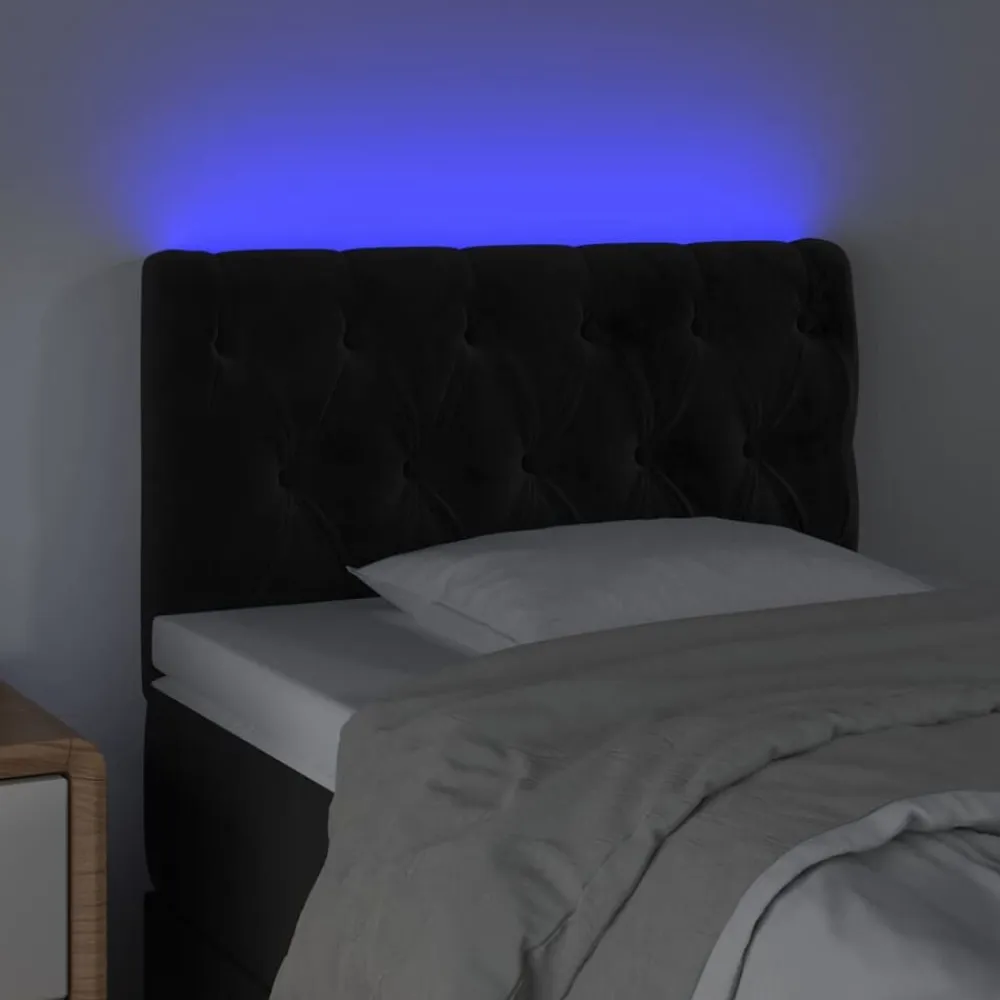 vidaXL Cabecero con LED de terciopelo 80x7x78/88 cm Negro