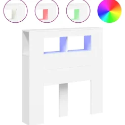 vidaXL Cabecero con LED madera de ingeniería 100x18,5x103,5 cm Blanco Discount
