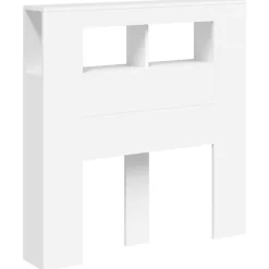 vidaXL Cabecero con LED madera de ingeniería 100x18,5x103,5 cm Blanco Discount