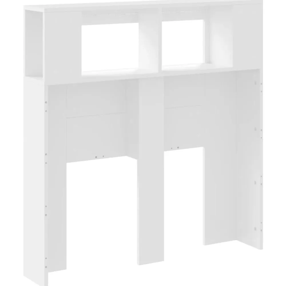 vidaXL Cabecero con LED madera de ingeniería 100x18,5x103,5 cm Blanco Discount