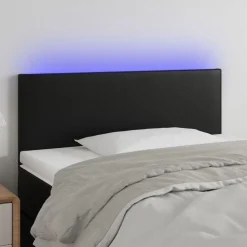 vidaXL Cabecero con luces LED cuero sintético 80x5x78/88 cm Negro Discount