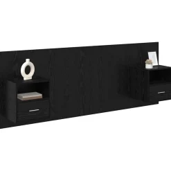 vidaXL Cabecero con Mueble 3 pcs Madera de ingeniería Roble negro Best