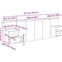 vidaXL Cabecero con Mueble 3 pcs Roble artesanal Madera de ingeniería Roble artisan