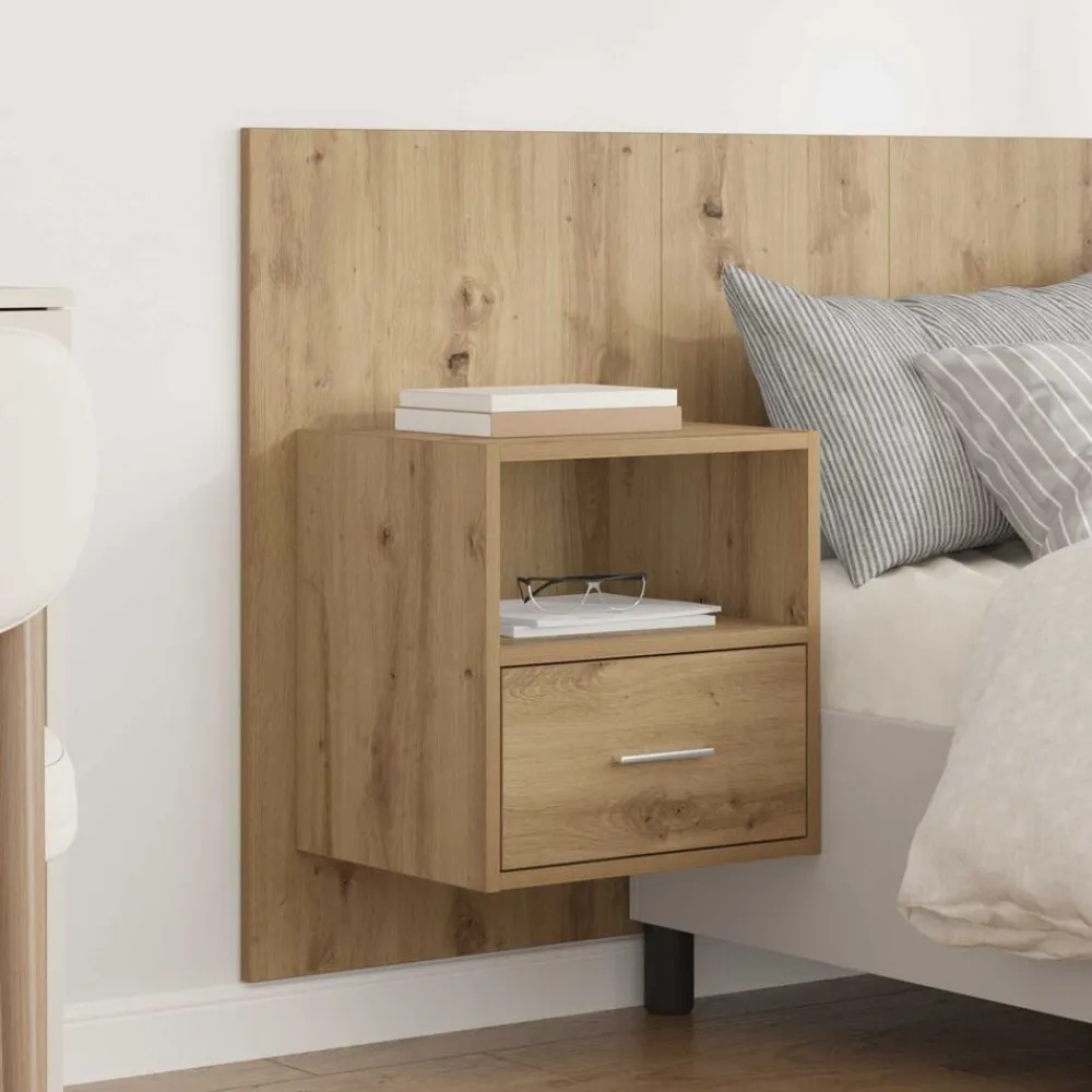 vidaXL Cabecero con Mueble 3 pcs Roble artesanal Madera de ingeniería Roble artisan Discount