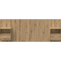vidaXL Cabecero con Mueble 3 pcs Roble artesanal Madera de ingeniería Roble artisan Discount