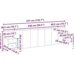vidaXL Camas Y Accesorios-Cabecero con Mueble con cajón 3 pcs