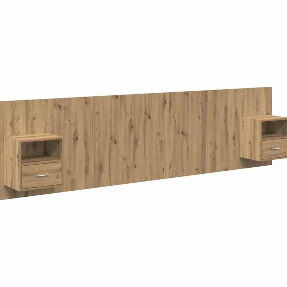 vidaXL Camas Y Accesorios-Cabecero con Mueble 3 pcs Roble artesanal Madera de ingeniería