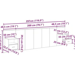 vidaXL Camas Y Accesorios-Cabecero con Mueble 3 pcs Roble artesanal Madera de ingeniería