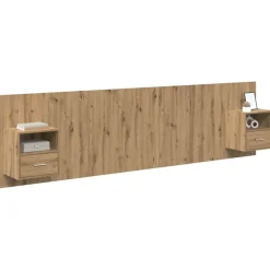 vidaXL Camas Y Accesorios-Cabecero con Mueble 3 pcs Roble artesanal Madera de ingeniería