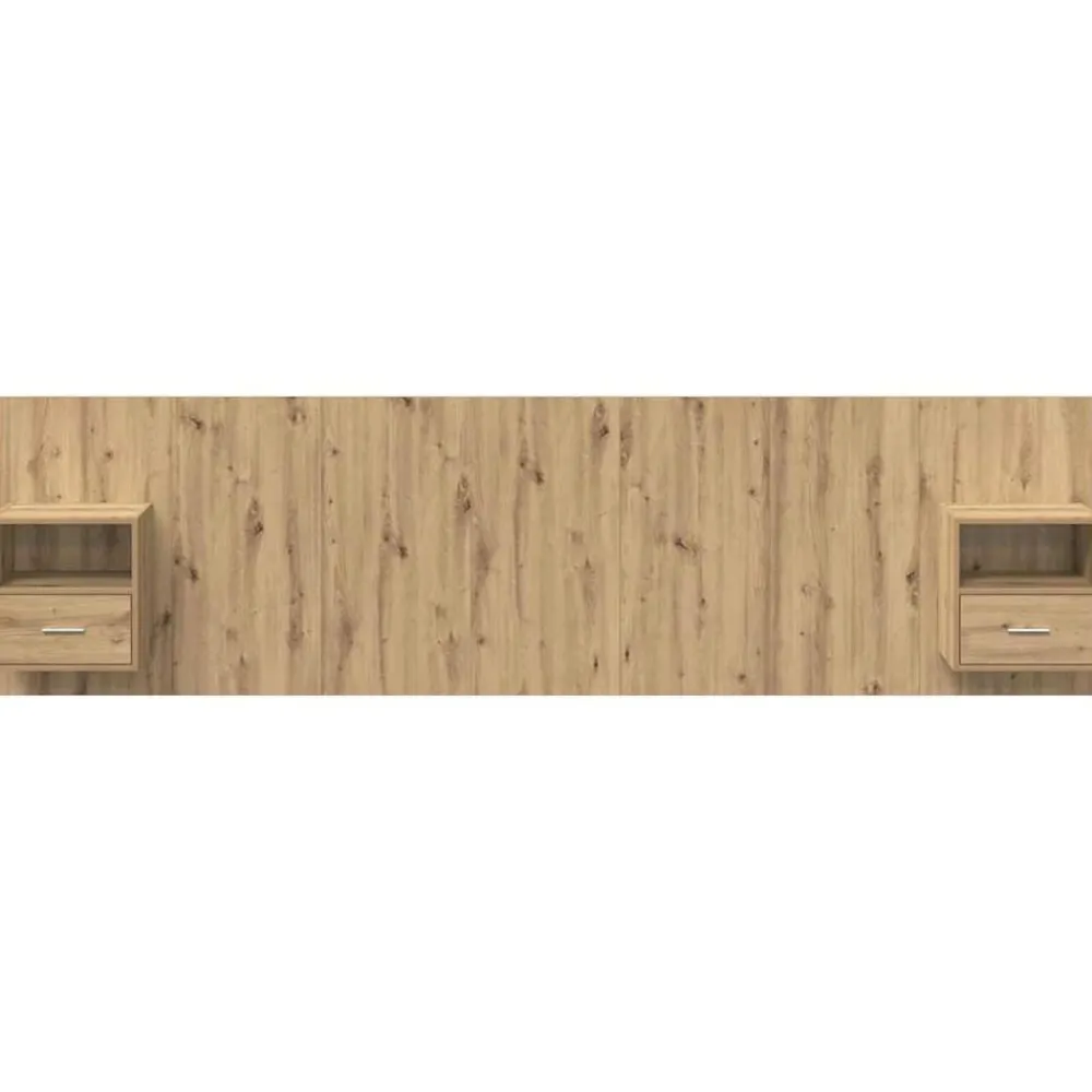 vidaXL Camas Y Accesorios-Cabecero con Mueble 3 pcs Roble artesanal Madera de ingeniería