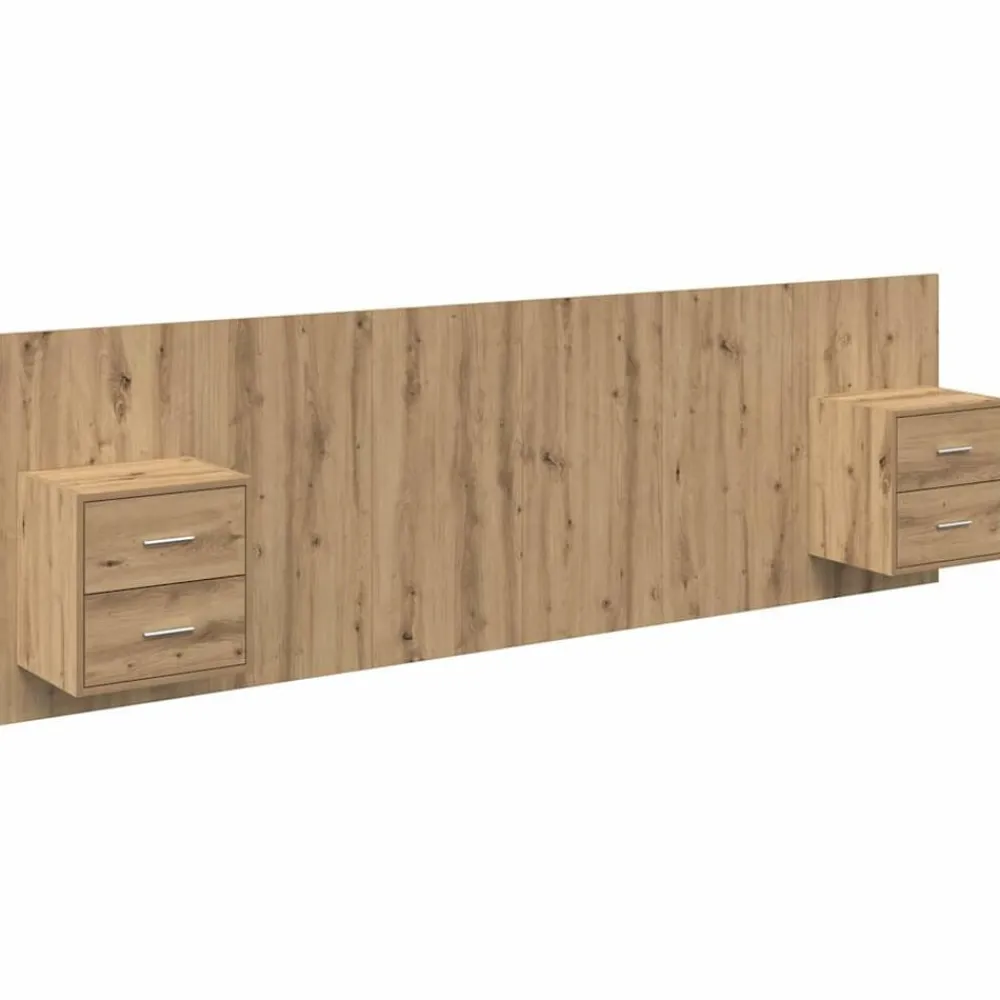 vidaXL Cabecero con Mueble 3 pcs Roble artesanal Madera de ingeniería Roble artisan Outlet