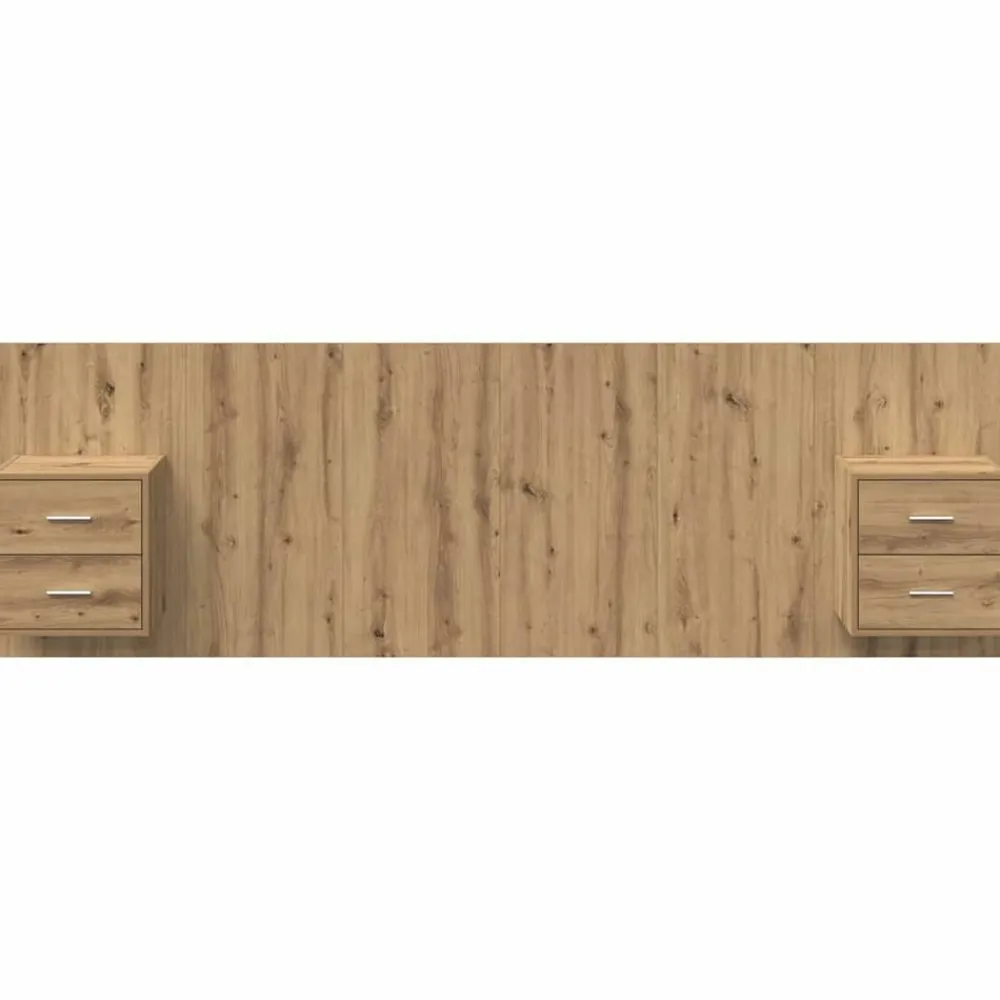 vidaXL Cabecero con Mueble 3 pcs Roble artesanal Madera de ingeniería Roble artisan Outlet