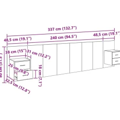 vidaXL Camas Y Accesorios-Cabecero con Mueble 3 pcs Roble artesanal Madera de ingeniería