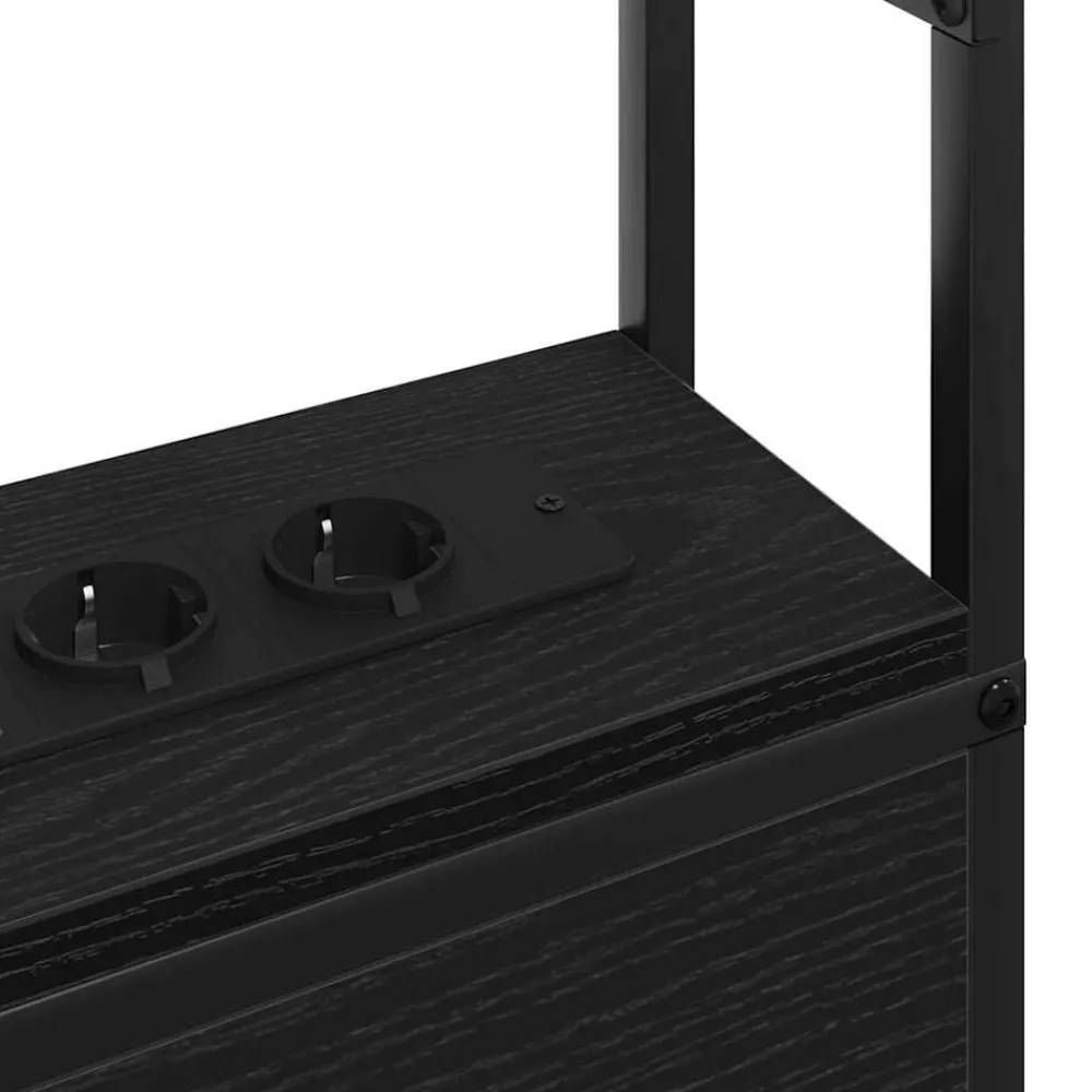 vidaXL Cabecero de Almacenamiento con Estación de Carga Roble negro Clearance
