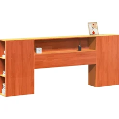 vidaXL Cabecero de cama almacenaje madera maciza pino marrón 200 cm Marr&oacute;n cera Online