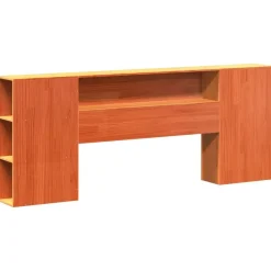 vidaXL Cabecero de cama almacenaje madera maciza pino marrón 200 cm Marr&oacute;n cera Online