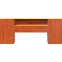 vidaXL Cabecero de cama almacenaje madera maciza pino marrón 200 cm Marr&oacute;n cera Online