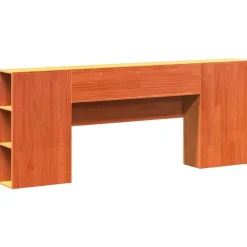 vidaXL Cabecero de cama almacenaje madera maciza pino marrón 200 cm Marr&oacute;n cera Online