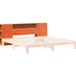 vidaXL Cabecero de cama almacenaje madera maciza pino marrón 200 cm Marr&oacute;n cera Online