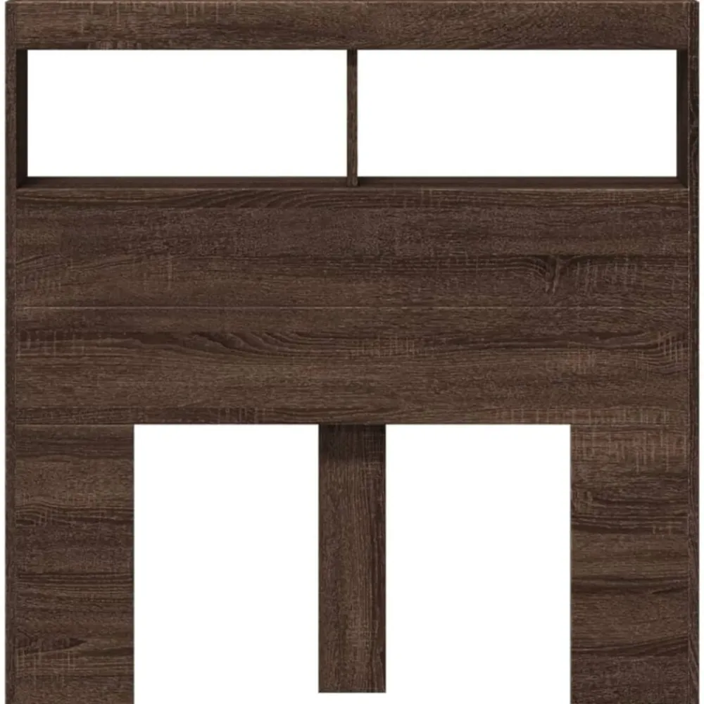 vidaXL Camas Y Accesorios-Cabecero de cama con luz LED marrón roble 100x17x102 cm