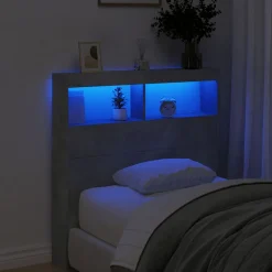 vidaXL Cabecero de cama con luz LED gris hormigón 100x17x102 cm Gris hormig&oacute;n Discount