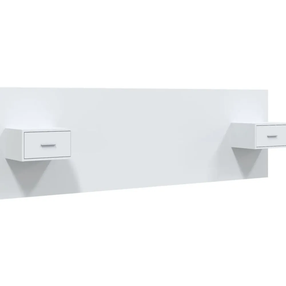 vidaXL Cabecero de cama con mesitas madera contrachapada Blanco Discount