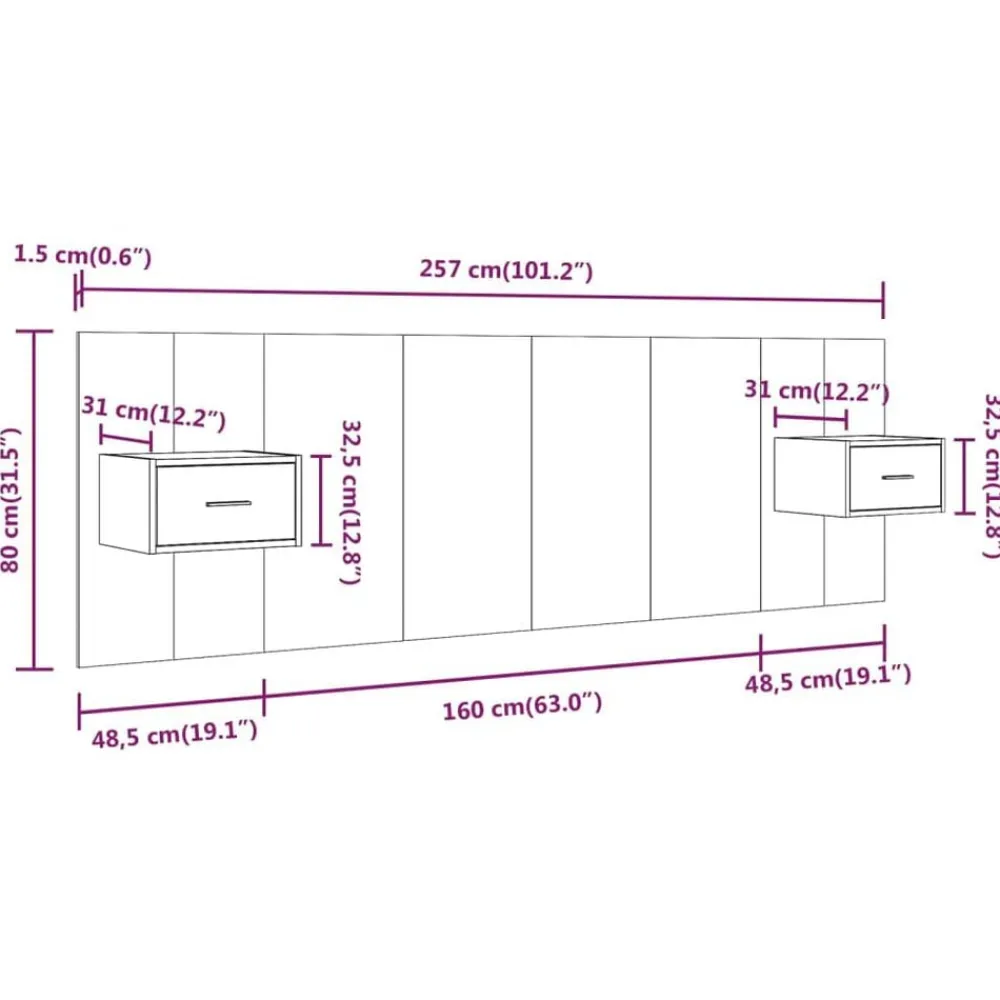 vidaXL Cabecero de cama con mesitas madera contrachapada Blanco Discount