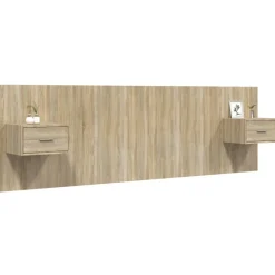 vidaXL Cabecero de cama con mesitas madera contrachapada Roble Sonoma Outlet