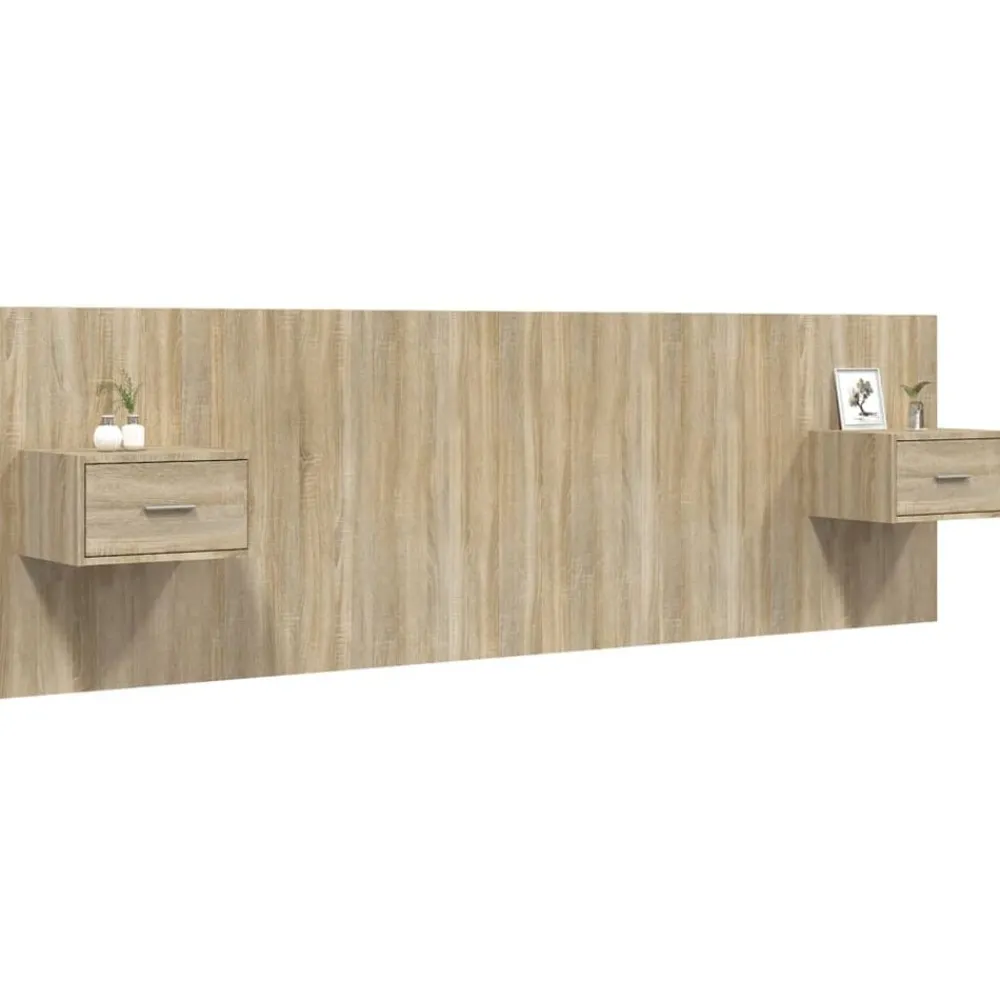 vidaXL Cabecero de cama con mesitas madera contrachapada Roble Sonoma Outlet