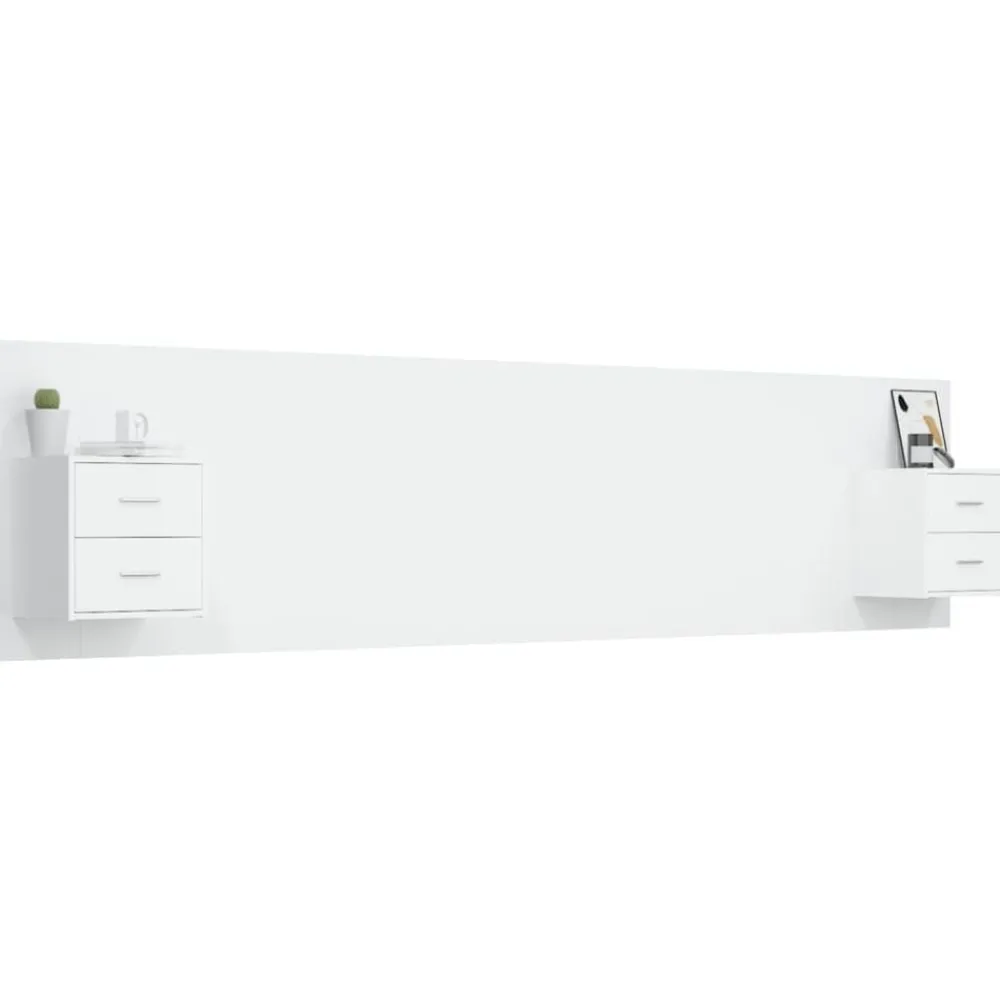 vidaXL Cabecero de cama con mesitas madera contrachapada Blanco Clearance