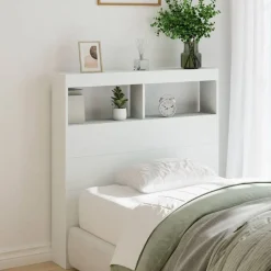 vidaXL Cabecero de cama con LED 100x17x102 cm Blanco Sale
