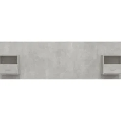 vidaXL Camas Y Accesorios-Cabecero de cama con mesitas madera contrachapada gris hormigón