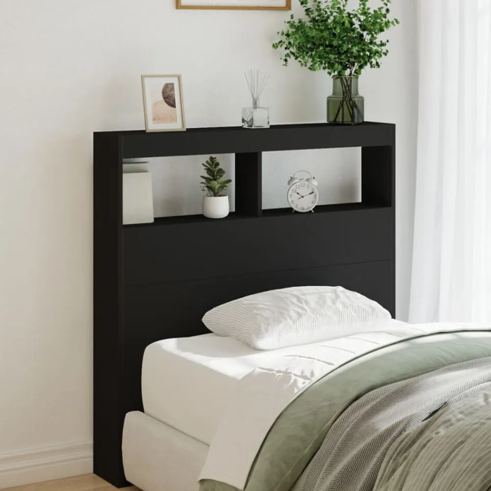 vidaXL Cabecero de cama con LED 100x17x102 cm Negro New
