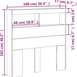 vidaXL Cabecero de cama con LED 100x17x102 cm Negro New