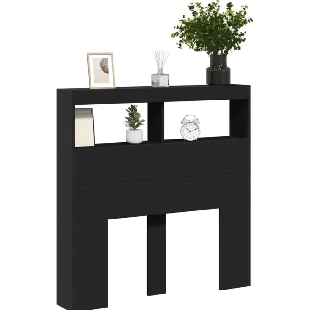 vidaXL Cabecero de cama con LED 100x17x102 cm Negro New