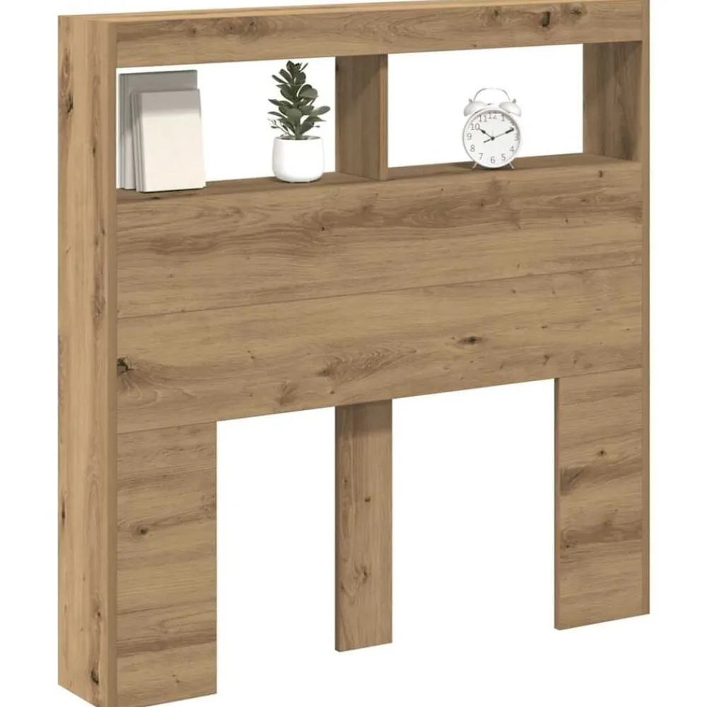 vidaXL Camas Y Accesorios-Cabecero de cama con LED roble artesanal 100x17x102 cm