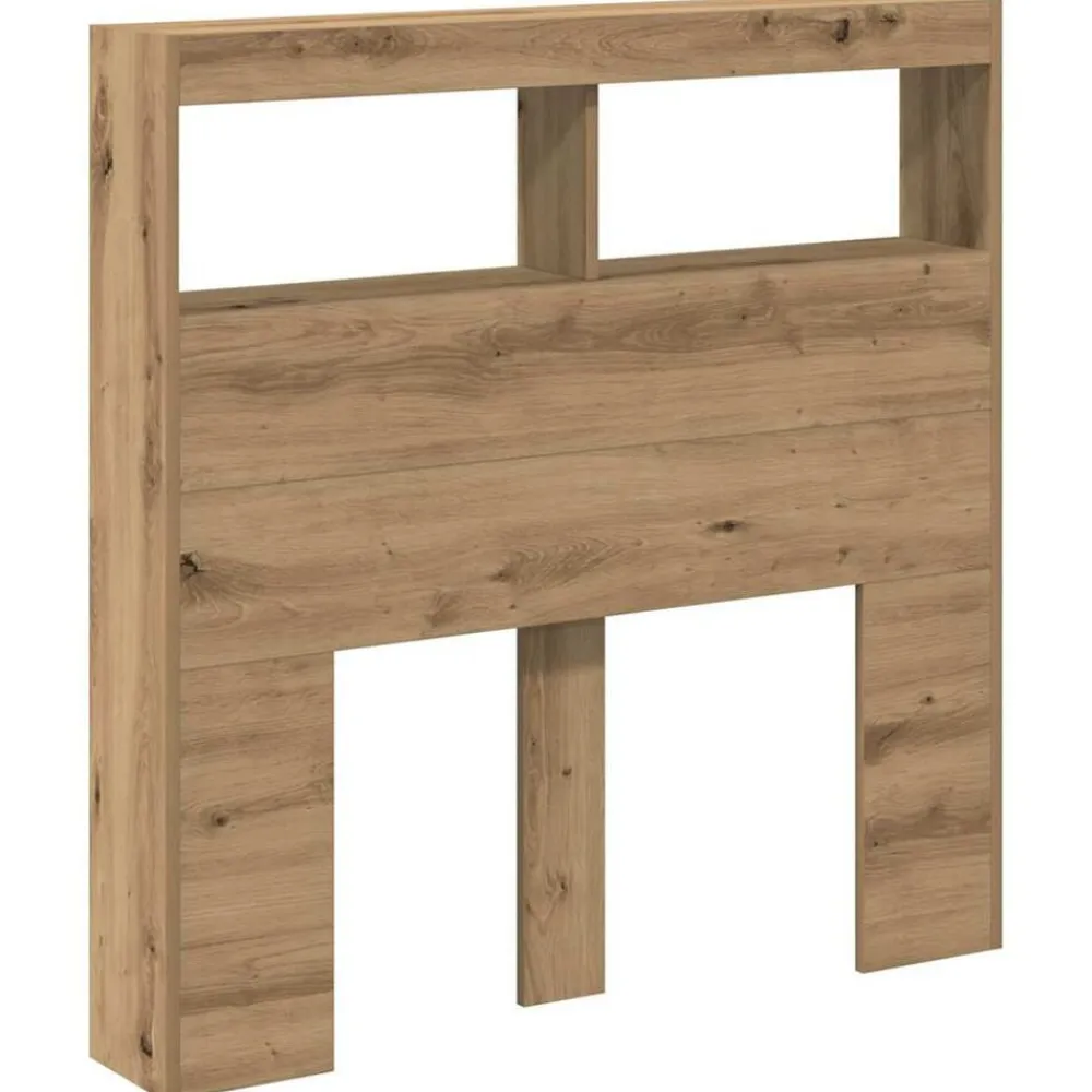 vidaXL Camas Y Accesorios-Cabecero de cama con LED roble artesanal 100x17x102 cm