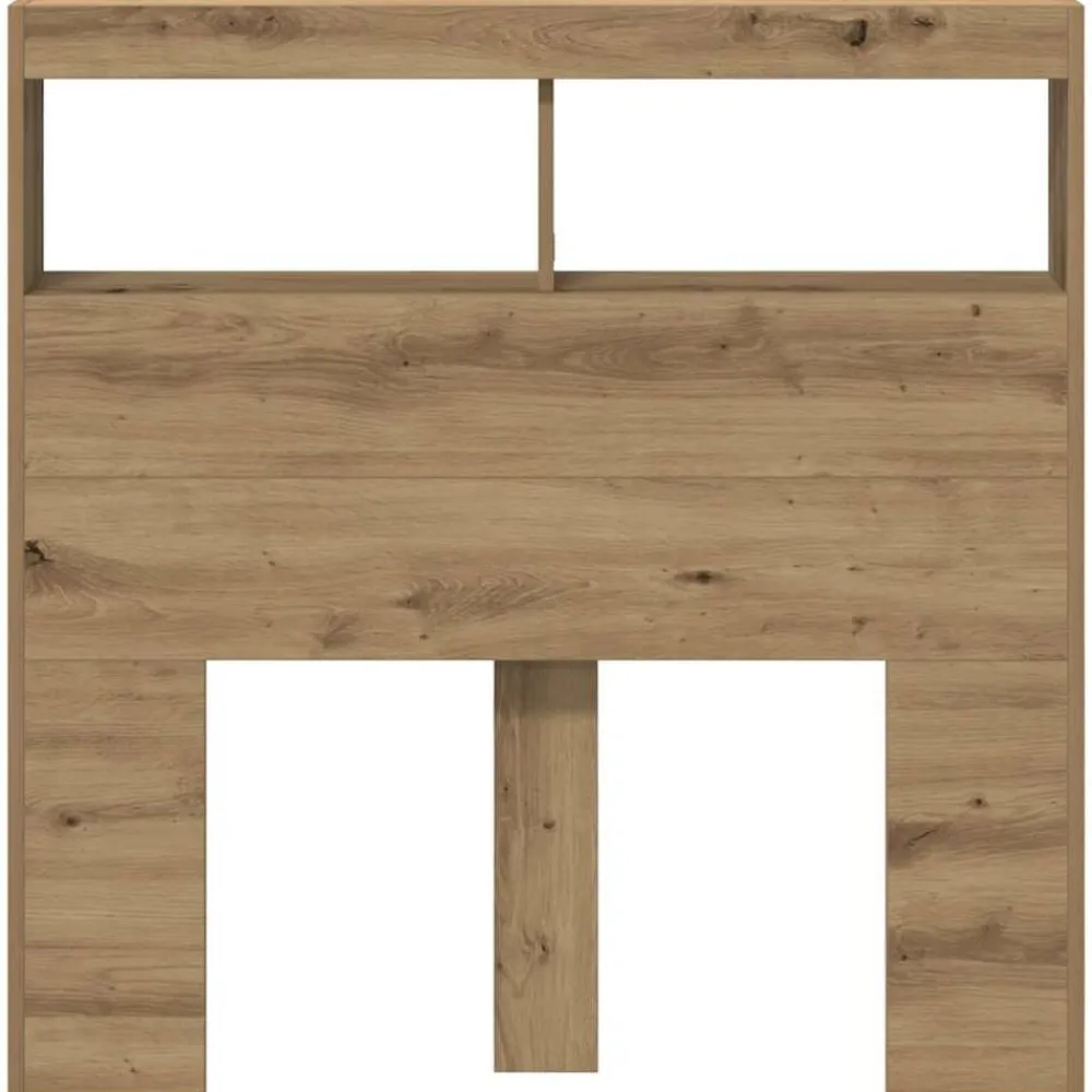 vidaXL Camas Y Accesorios-Cabecero de cama con LED roble artesanal 100x17x102 cm