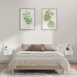 vidaXL Cabecero de cama con mesitas madera contrachapada Blanco Hot
